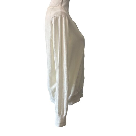Lands End Womens Ivory Button-Down White Cardigan Sweater Size Large (14-16 ) - Picture 4 of 12